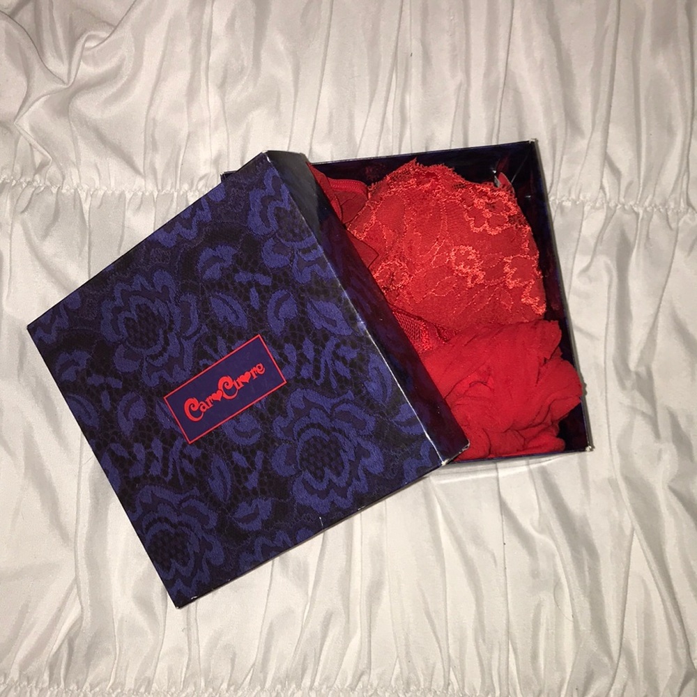 Red set of bra, panty,etc..